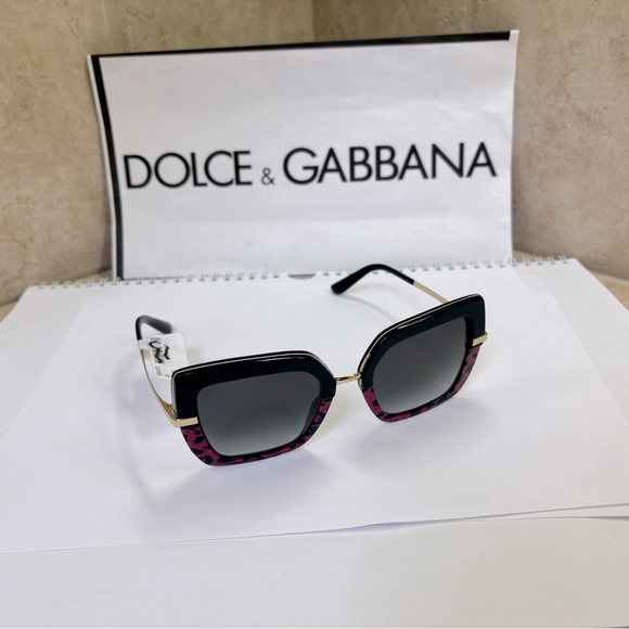New Dolce and Gabbana DG4373 3319/8G. Black/Red Leopard Half Print Sunglasses - Picture 4 of 16